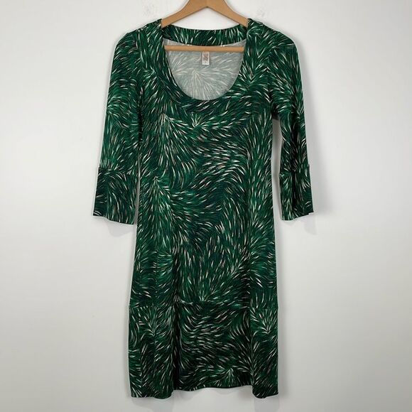 Diane von Furstenberg Vintage 0 Dress 100% Silk 3/4 Sleeve Dress Green Peacock - Picture 1 of 8